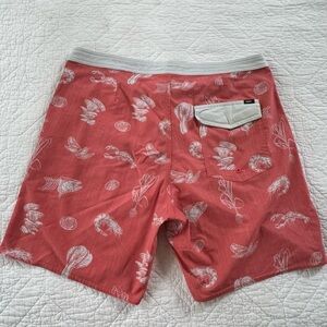 Roark Coral and White Swim Board Shorts